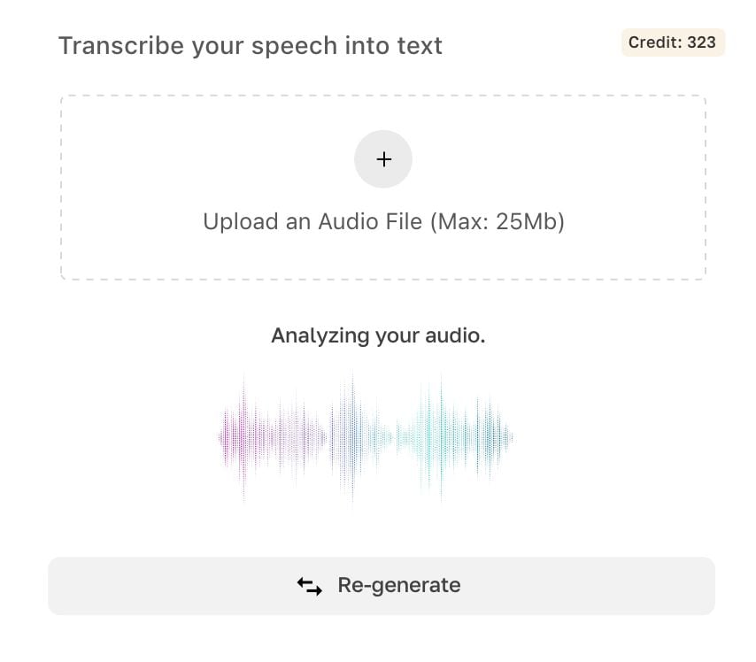 Ladda upp, generera, analysera